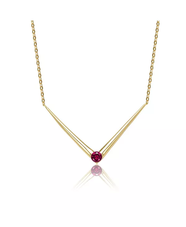 

Многослойное ожерелье из стерлингового серебра с покрытием из желтого золота 14 карат и зелеными кубическими циркониями в форме шеврона Genevive, red