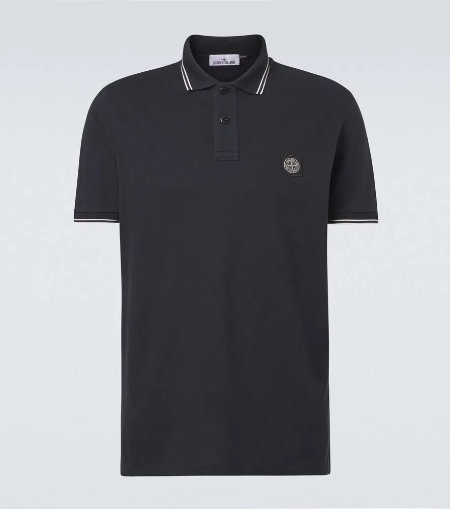 Поло Compass из хлопковой смеси пике Stone Island, синий