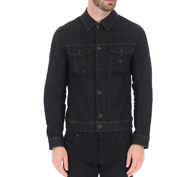 EMPORIO ARMANI Джинсовая куртка мужская черная, Black — фото 4