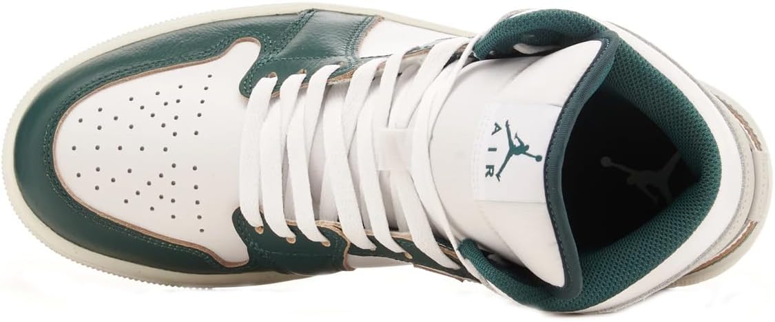 Мужские кроссовки Nike Air Jordan 1 Mid SE, белый/зеленый/серый — фото 2