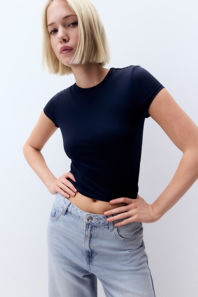 

Футболка, облегающая фигуру H&M, синий