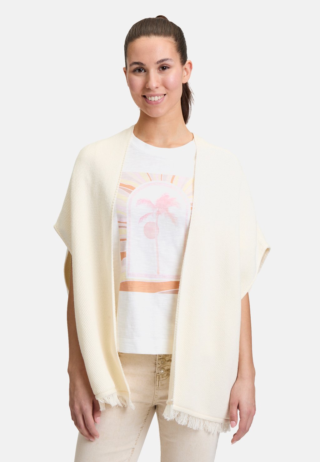 

Кардиган PONCHO MIT STICKEREI Cartoon, белый