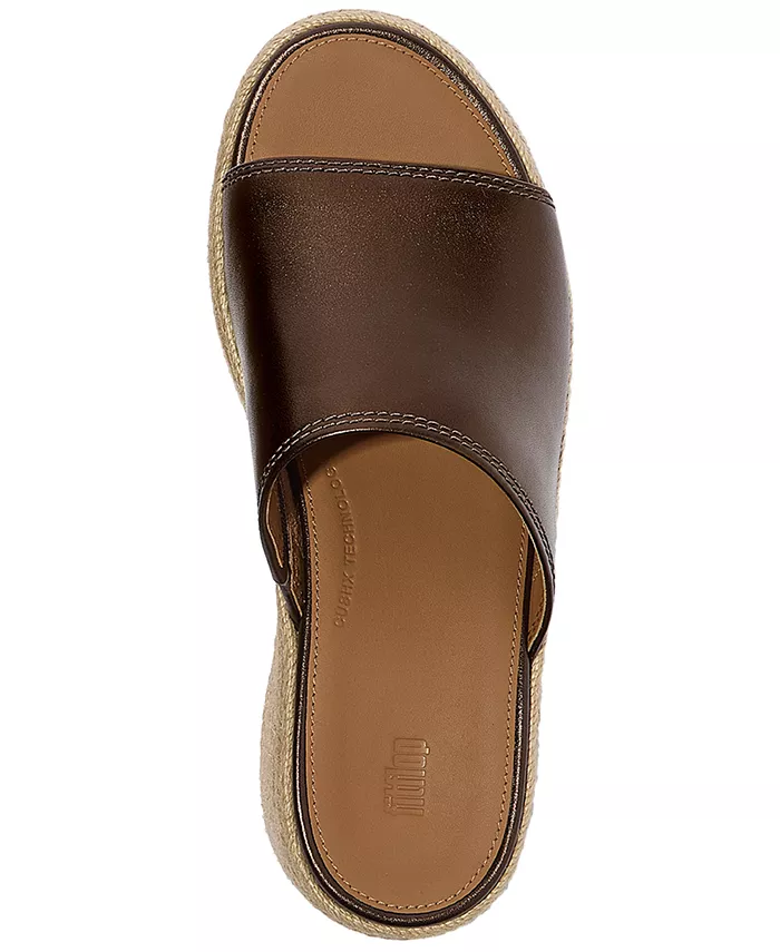 Женские платформы эспадрильи на клиньях из кожи Fitflop, коричневый — фото 3