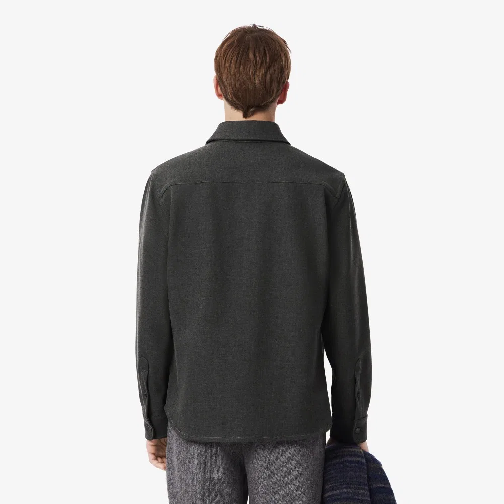 Мужская рубашка-оверсайз Double Face серого цвета от Lacoste — фото 3
