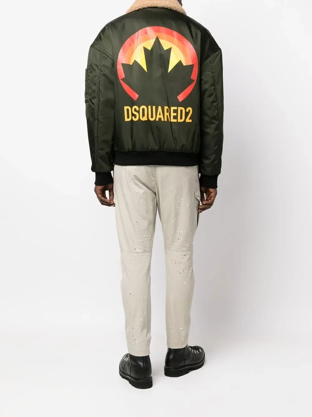 Бомбер на молнии с отделкой из шерпы Dsquared2, зеленый — фото 2