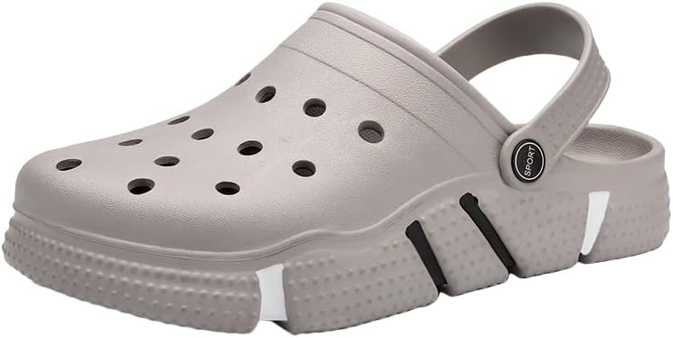 

Большие дышащие мужские садовые сабо с отверстиями - комфортная обувь для пары, пляжные, слипоны, противоскользящие Hhhchpm, серый