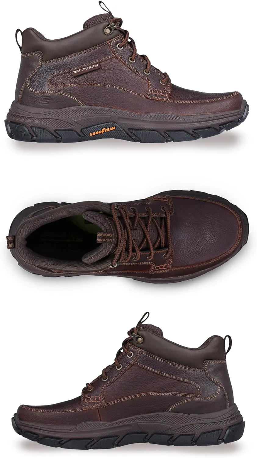 Мужские кроссовки Skechers Respected-Boswell с кожаным верхом и мокой, красный/коричневый — фото 3