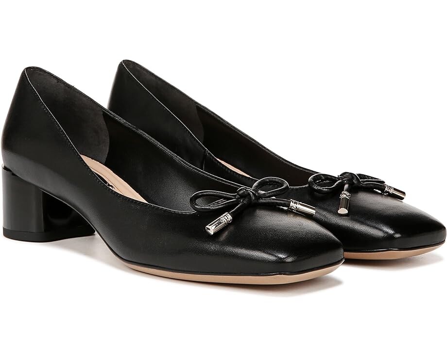 

Туфли Franco Sarto Natalia Square Toe Block Heel Pumps with Bow, цвет Black Leather