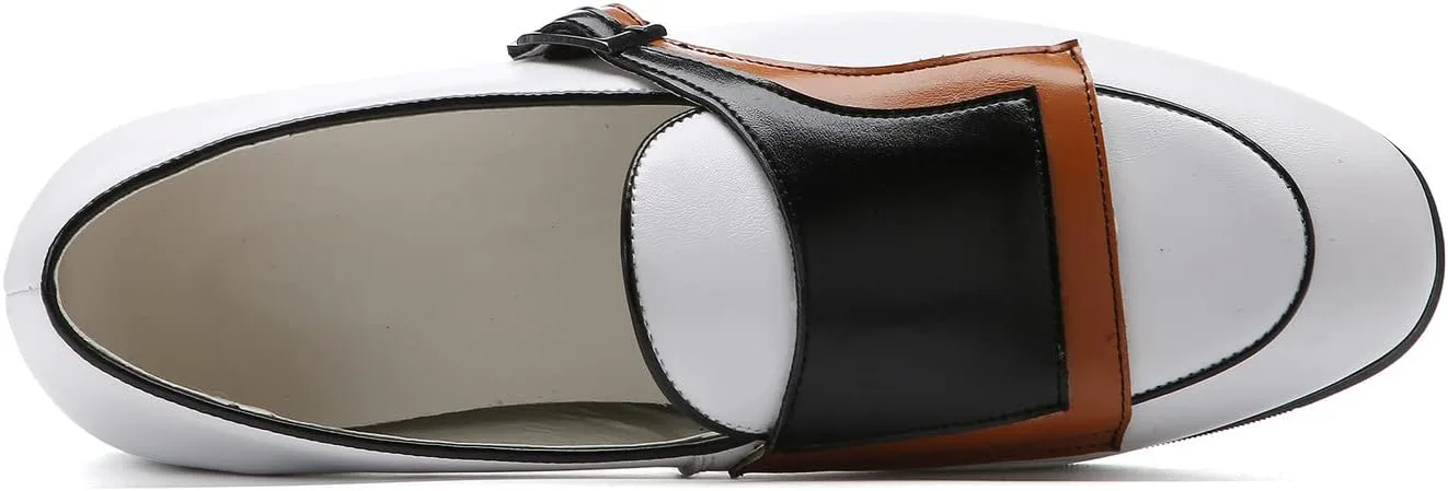 Santimon Mens Locafers с монахским ремешком Повседневная формальная деловая обувь Мокасины Тапочки для курения, белый — фото 2