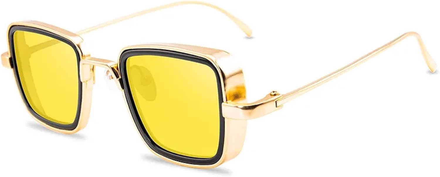 

Солнцезащитные очки с защитой UV400 | Стиль стимпанк, цветные линзы, металлическая оправа | Для женщин и мужчин, для занятий спортом на открытом воздухе и вождения DSVIGF, Gold Yellow