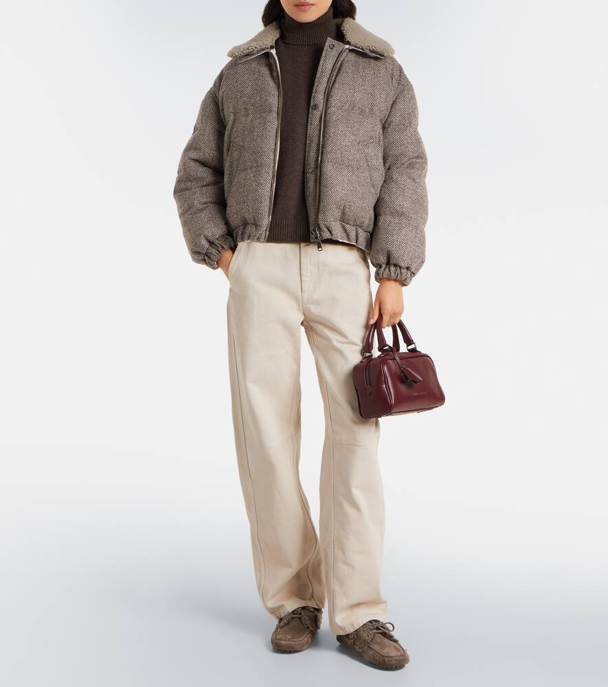 Пуховик из шерстяной смеси Brunello Cucinelli, Marrone/Grigio/Beige — фото 2