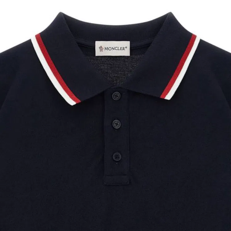 Поло для детей Moncler Tricolor Marine Blue — фото 4