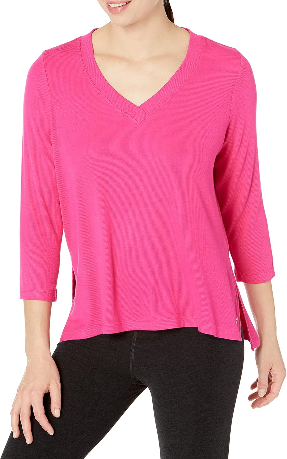 

Женская футболка Calvin Klein Performance с длинными рукавами и V-образным вырезом., Beetroot