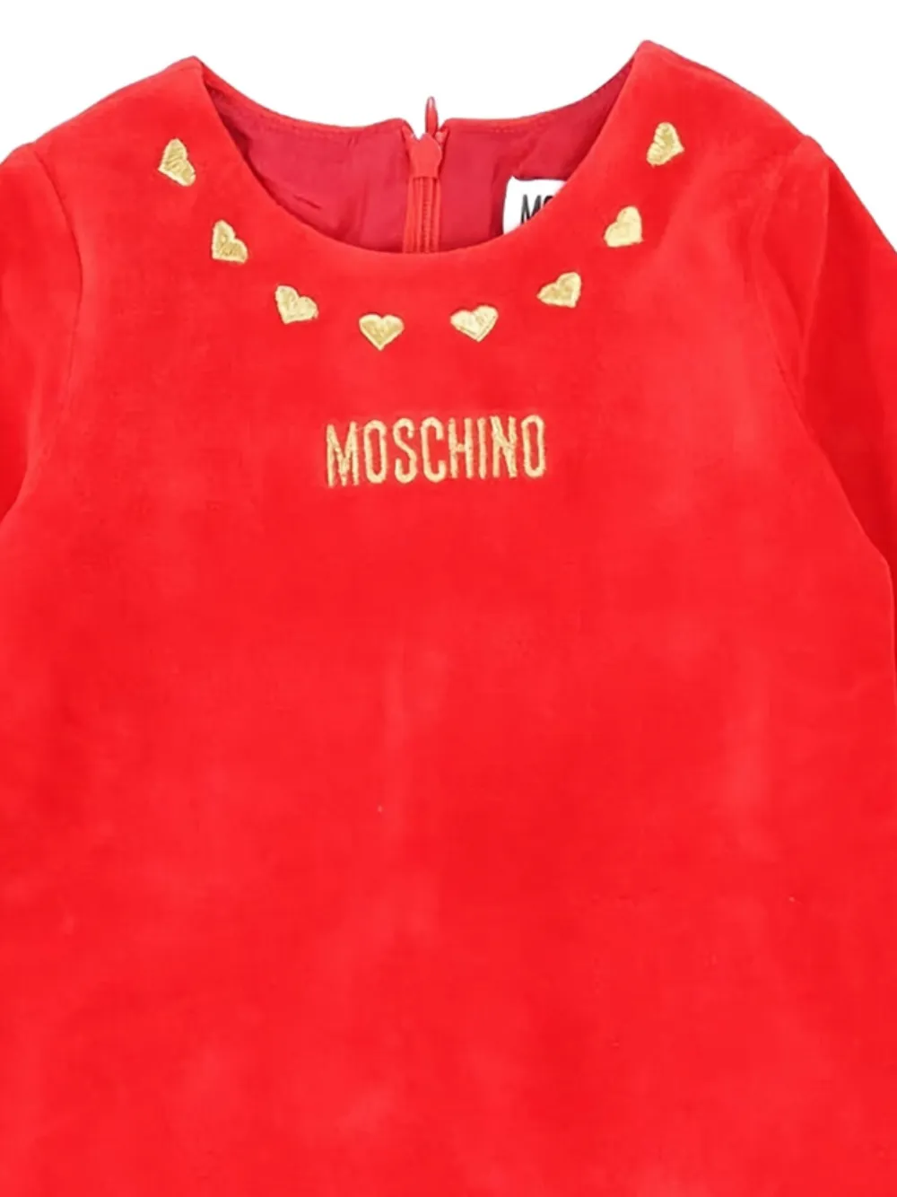 Платье с аппликацией в виде сердца Moschino Kids, красный — фото 2