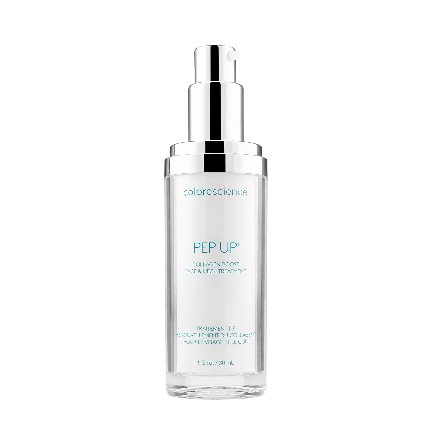 Средство для лица и шеи Colorescience Pep Up Collagen Renewal способствует выработке коллагена и эластина, содержит 10 пептидов для защиты от признаков старения.