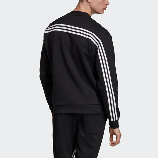 Толстовка adidas M Mh 3s Crew Casual Sports Solid Color Round Neck Black, черный — фото 4