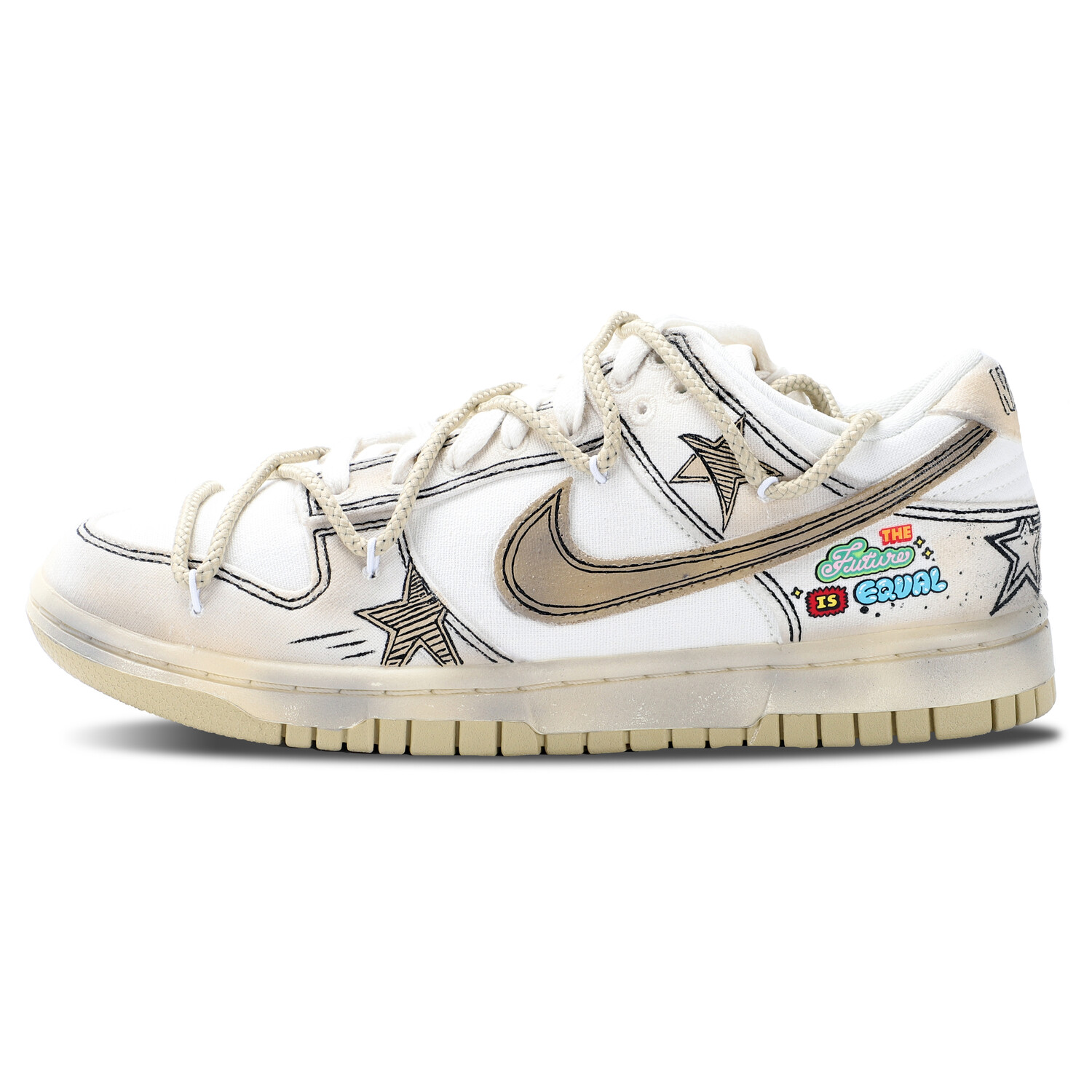 

Кроссовки Nike Dunk Skateboarding Shoes Women's Low-top Beige, черный