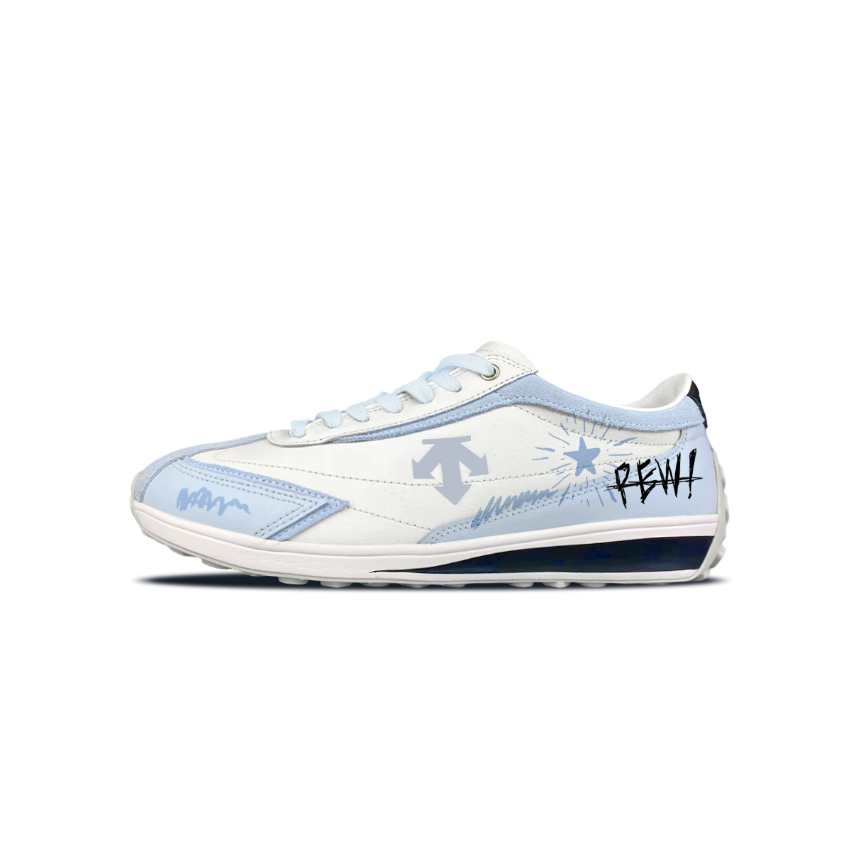 Cron Racer BNK Ink Splatter Tone Abrasion Resistant Low top Skateboard Shoes Unisex DESCENTE, синий — фото 3