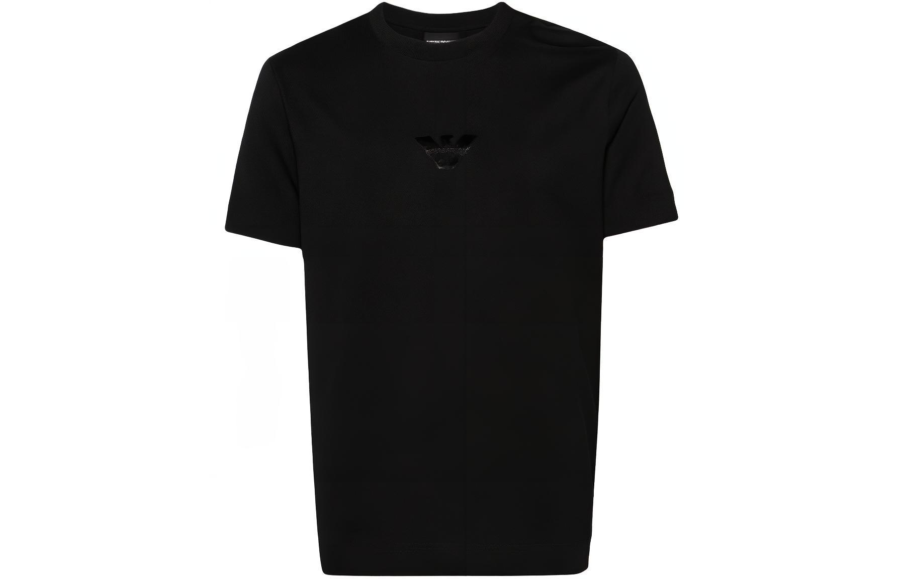 Футболка из хлопка с аппликацией логотипа EMPORIO ARMANI, черный — фото 3