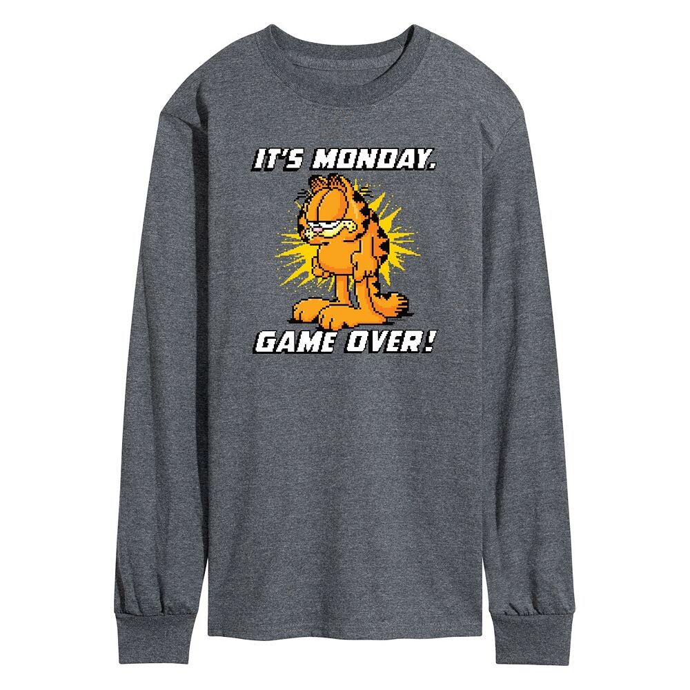 

Мужская футболка с длинными рукавами и рисунком Garfield It’s Monday Licensed Character, цвет Heather Charcoal