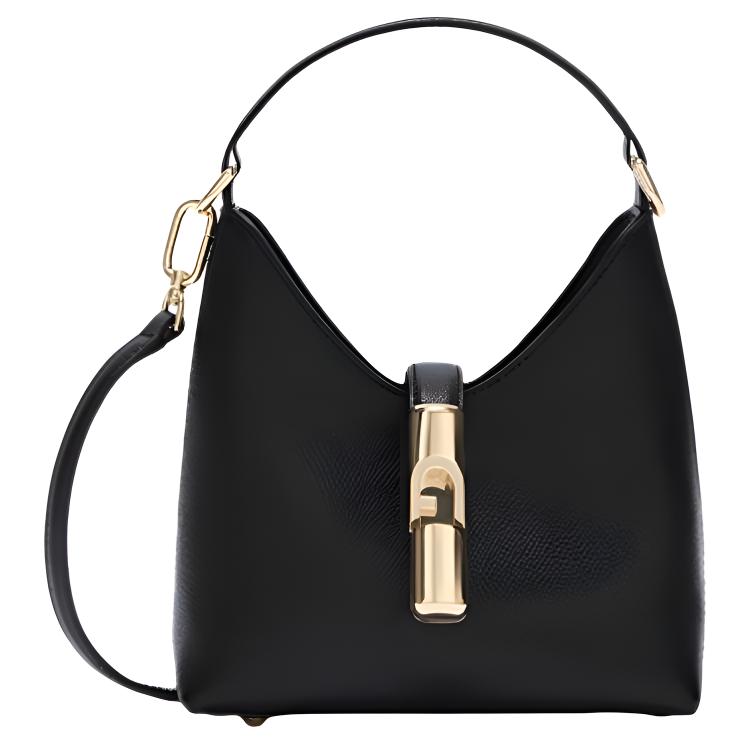 

Furla Кожаная сумка хобо мини женская черная