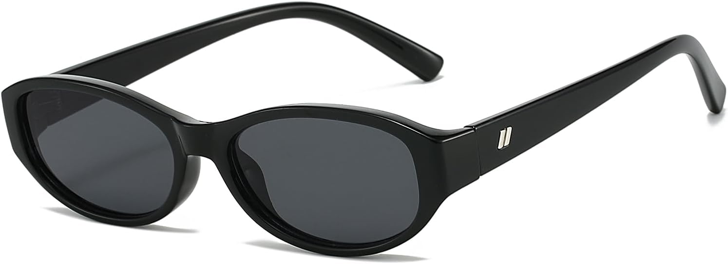 

Солнцезащитные очки LJCZKA в стиле ретро, ​​овальные, модные, маленькие, овальные, винтажные, в стиле 90-х, узкие, «кошачий глаз», с защитой от УФ-излучения, Black Grey