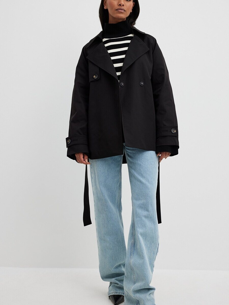 

Тренч NA-KD Between-Seasons Coat, черный