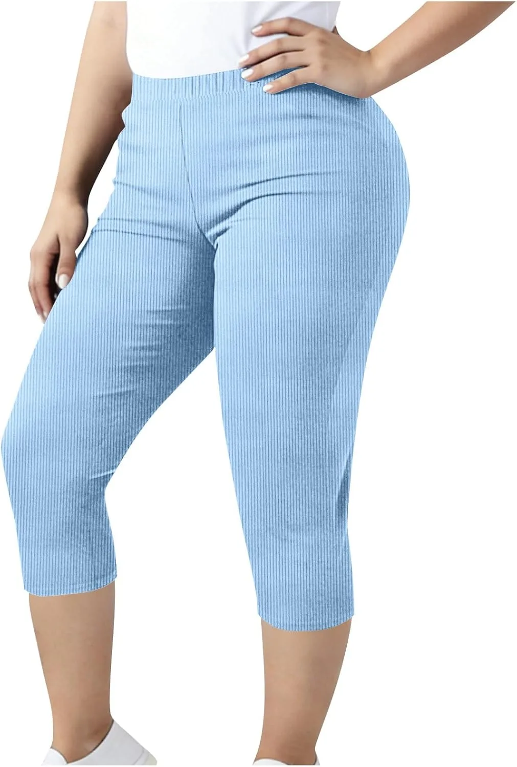 

Женские капри для йоги Plus Size с рифленой эластичной талией