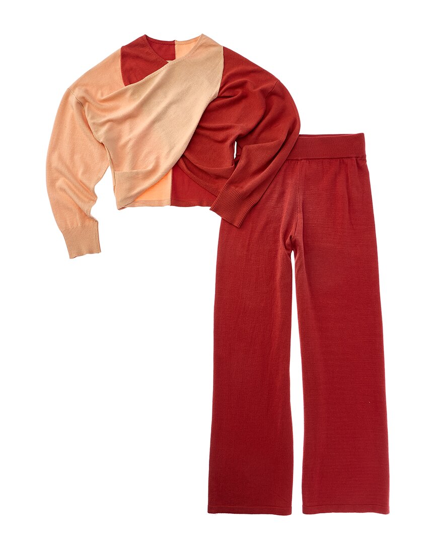 

Привычный комплект из блузки и брюк с цветными блоками Habitual, оранжевый