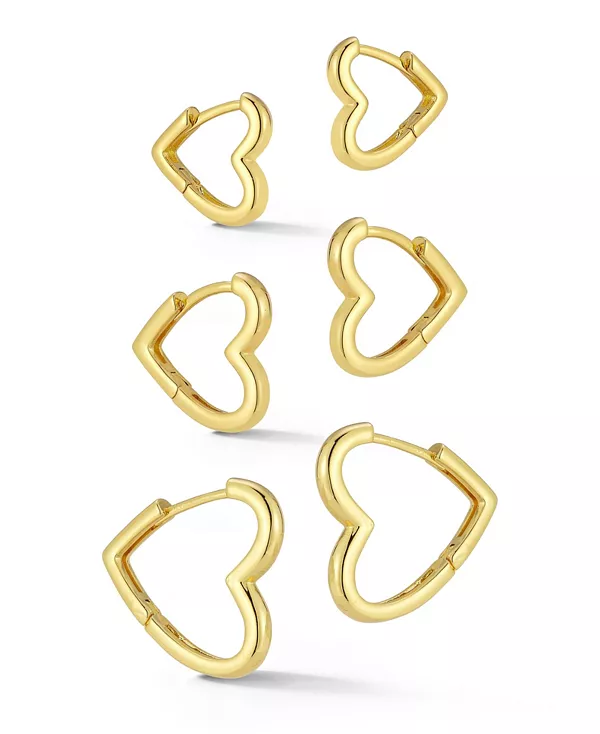 

Позолоченные серьги-кольца в форме тройного сердца, комплект из 3 пар Rachel Zoe, gold