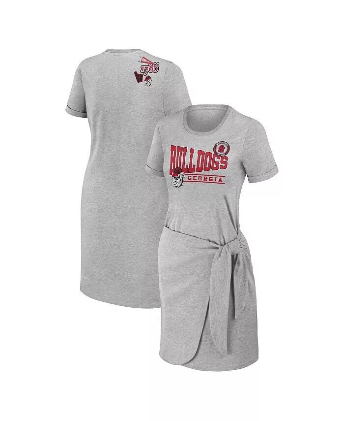

Женское платье-футболка с завязками Heather Grey Georgia Bulldogs Wear By Erin Andrews