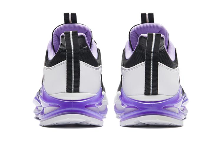 Скользоустойчивые амортизирующие низкие детские кроссовки для бега Black White Purple Antakids — фото 4
