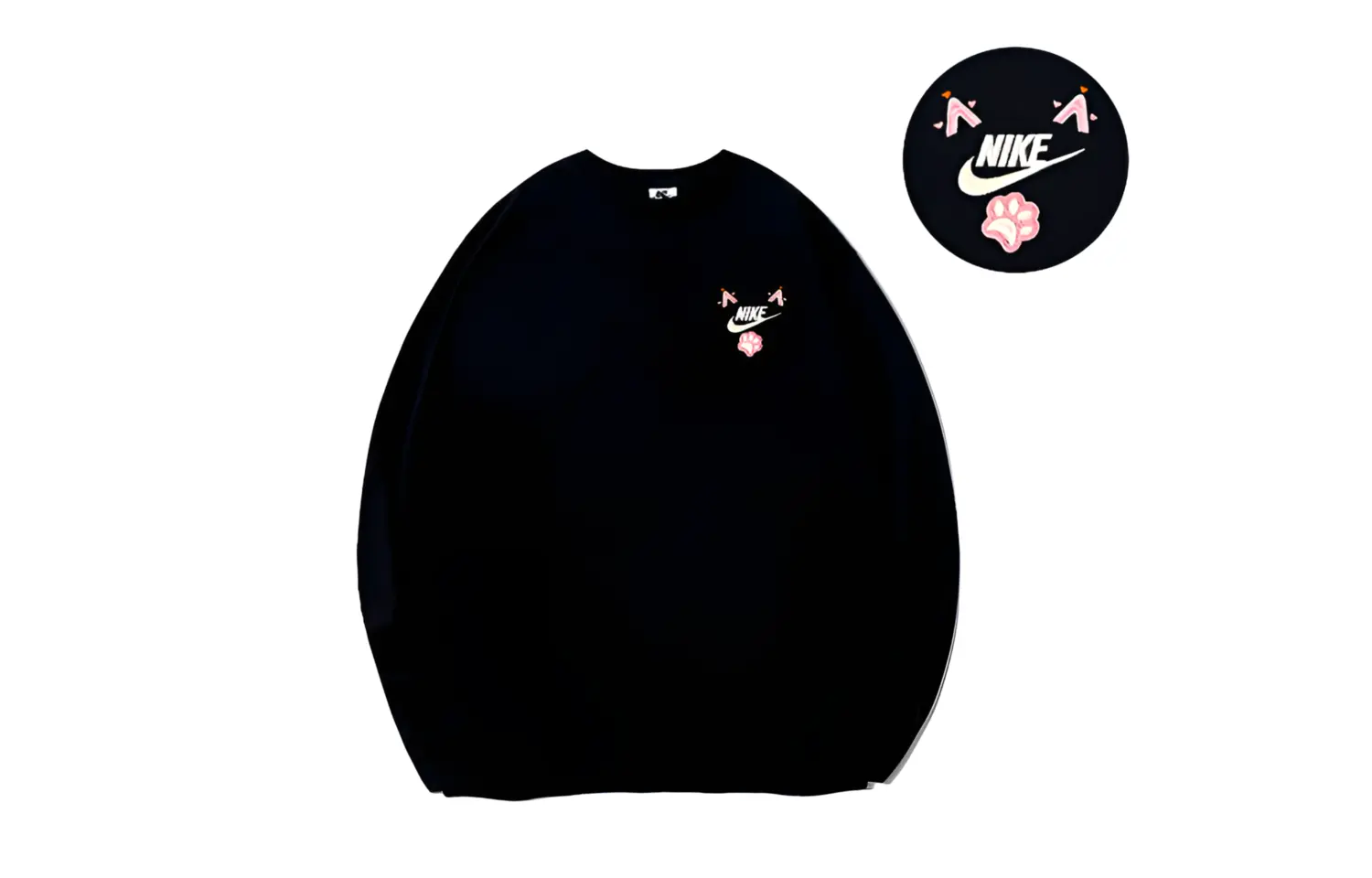 

Nike Свитшот с круглым вырезом унисекс черный розовый