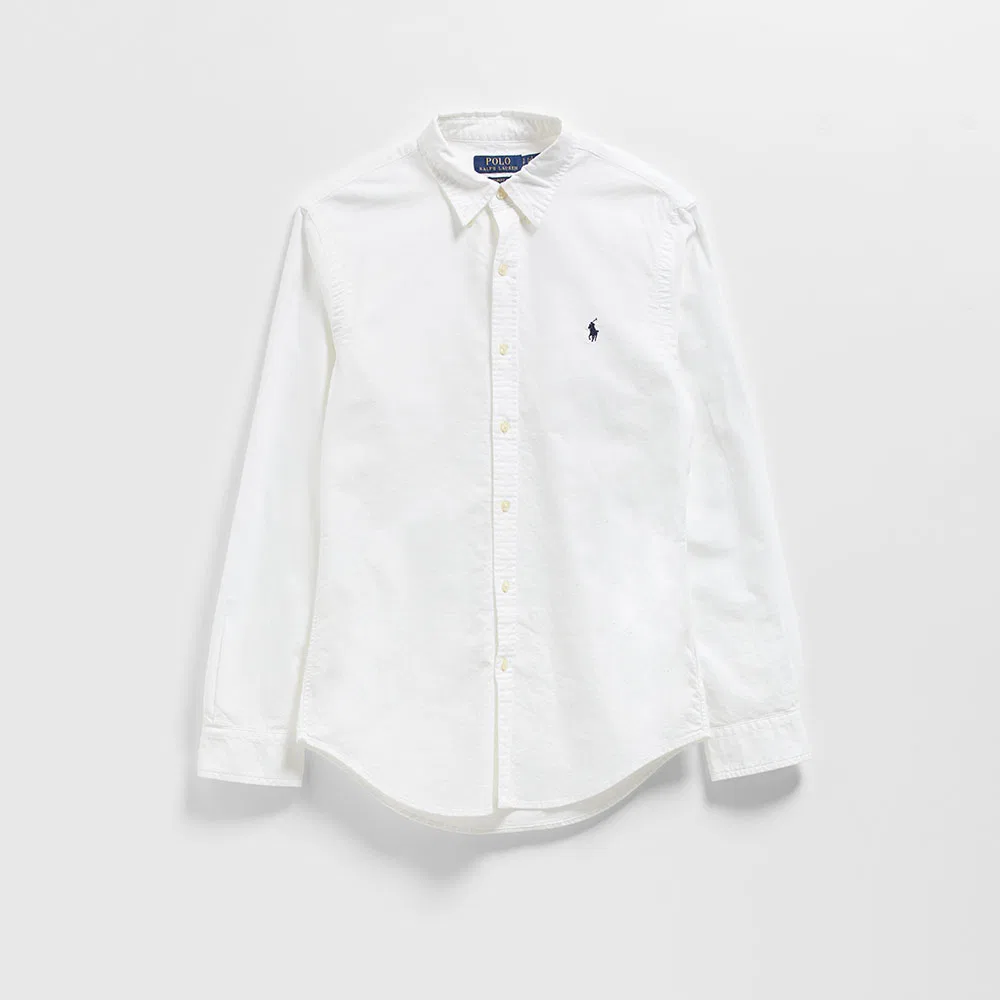 Мужская белая оксфордская рубашка Slim Fit Garment Dye от Polo Ralph Lauren