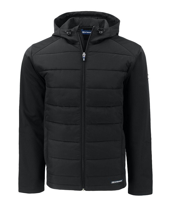 

Мужские кроссовки Evoke Hybrid Eco Softshell из переработанного материала с полной молнией, большие размеры; Высокая куртка с капюшоном Cutter & Buck, черный