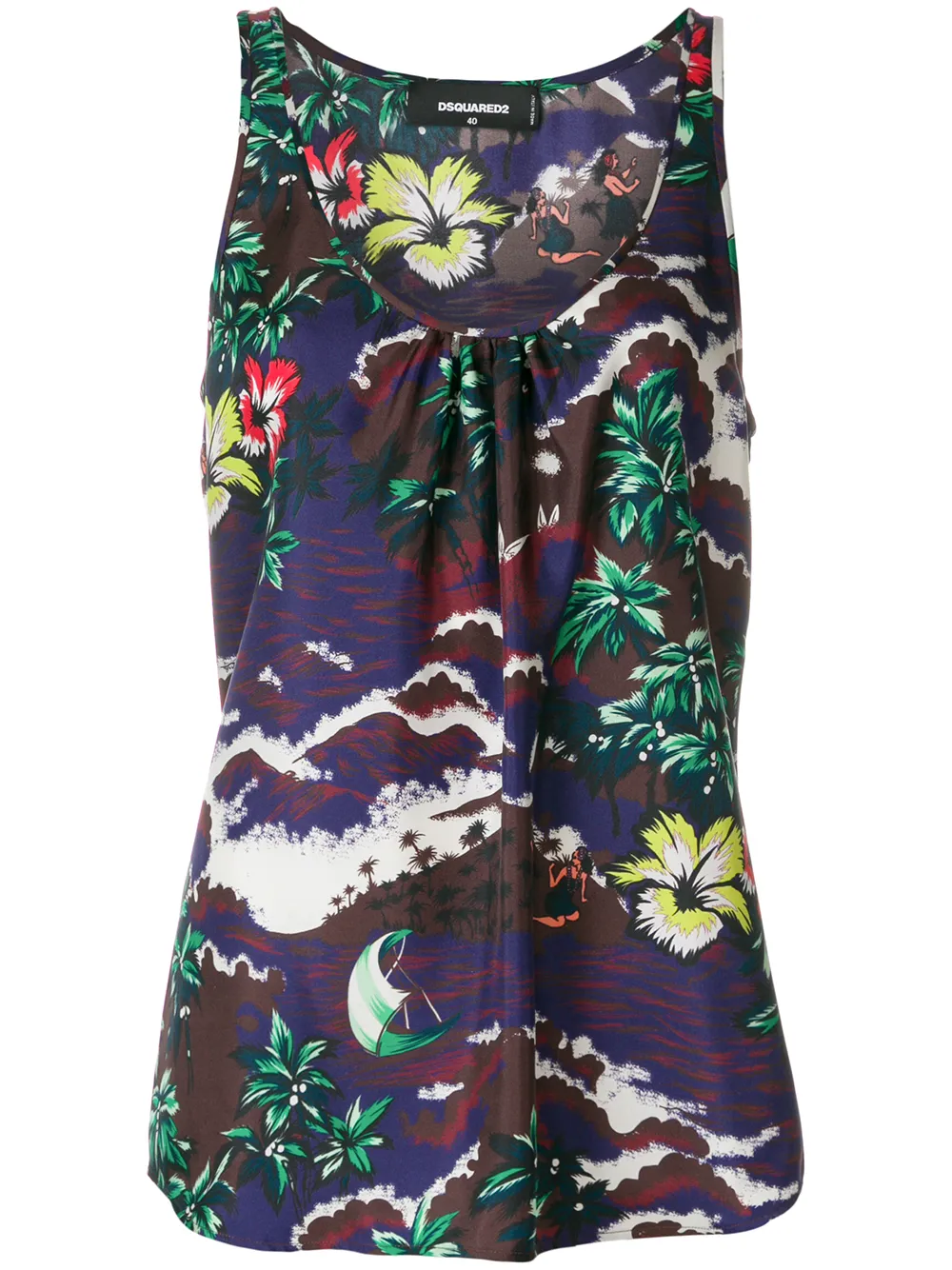 

Топ с принтом 'Aloha' DSQUARED2, мультиколор