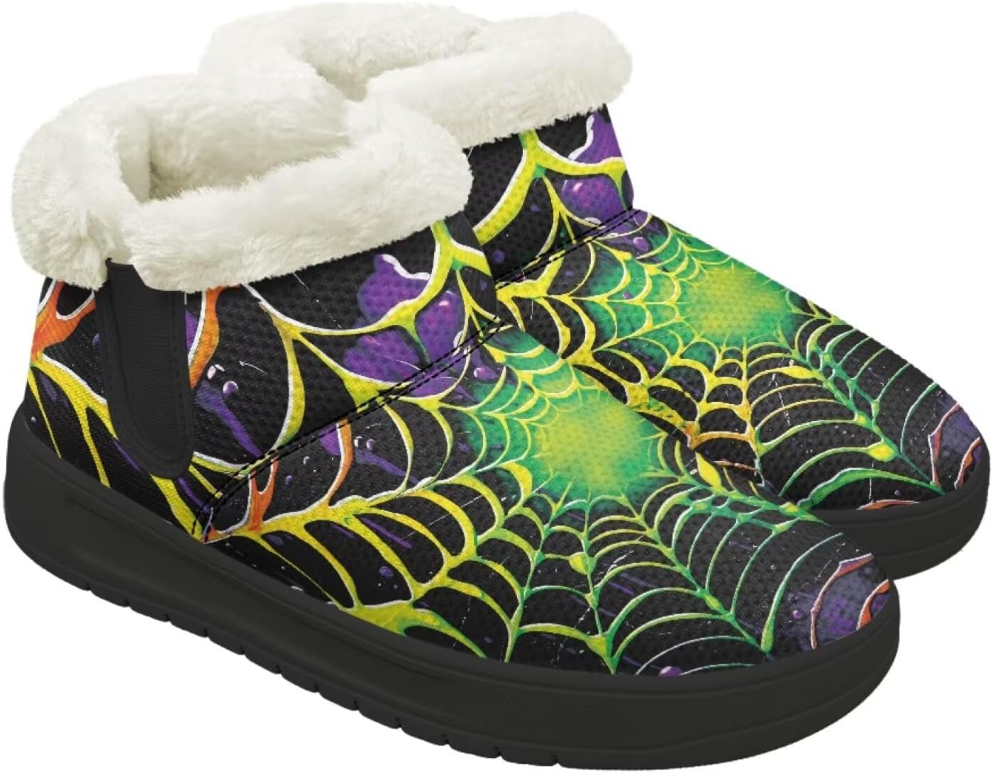 

Женские и мужские зимние ботинки Forchrinse на Хэллоуин с меховой подкладкой, модные теплые ботильоны, Halloween Spider Web