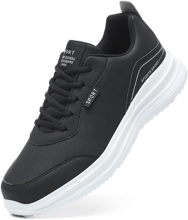 

Мужские кожаные водонепроницаемые кроссовки для бега, полностью черные, повседневные кроссовки, с мягкой подошвой, удобные, дышащие, для прогулок, противоскользящие спортивные туфли для мужчин Qacksv