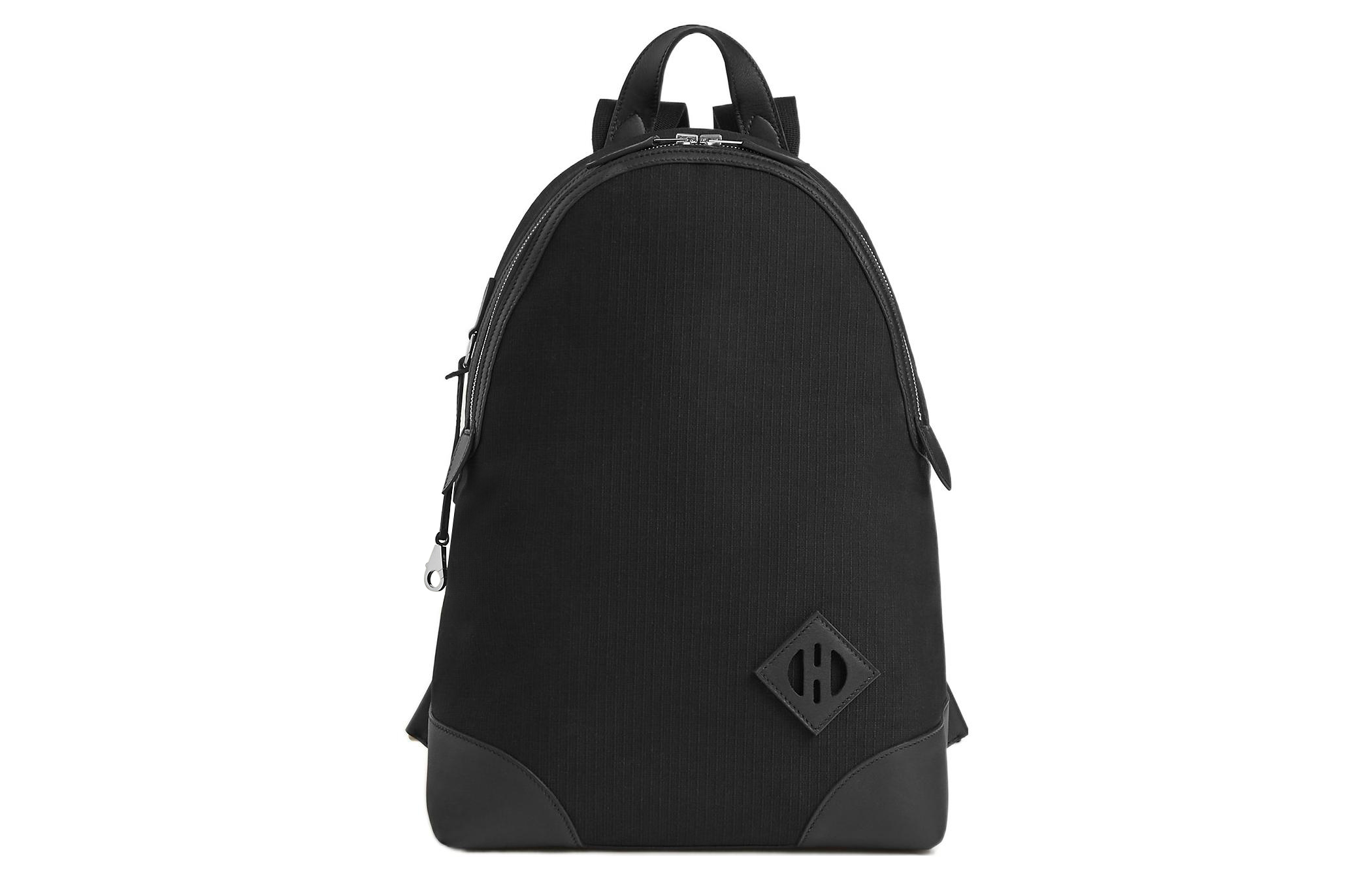 

HERMES Рюкзак мужской из холста с кожаной спинкой черный