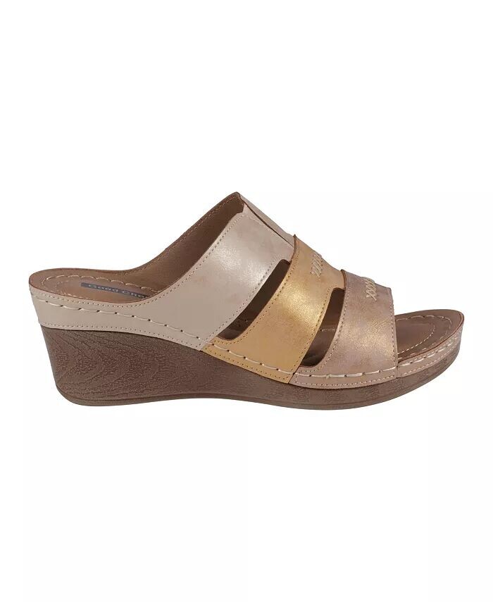 Женские босоножки на танкетке Delores с тройными ремешками GC Shoes, мультиколор — фото 2