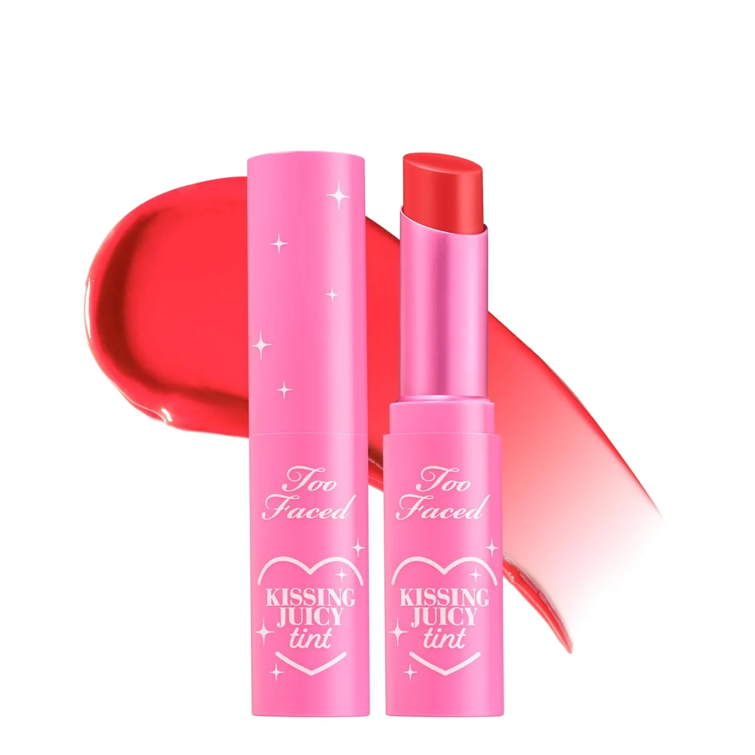 Бальзам для губ Too Faced Kissing Juicy Tint | Увлажняющий, стойкий тинт для мгновенного придания цвета и блеска, с сочным ароматом, 0,10 унции, 05 Sour Watermelon (Coral Red)