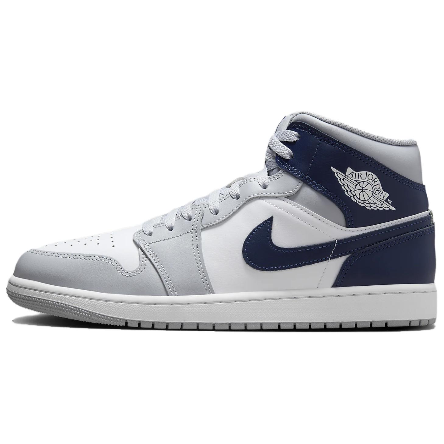 

Кроссовки Air Jordan 1 Vintage Basketball Shoes Men Mid-top White/Wolf Gray/Midnight Navy Blue, белый/синий