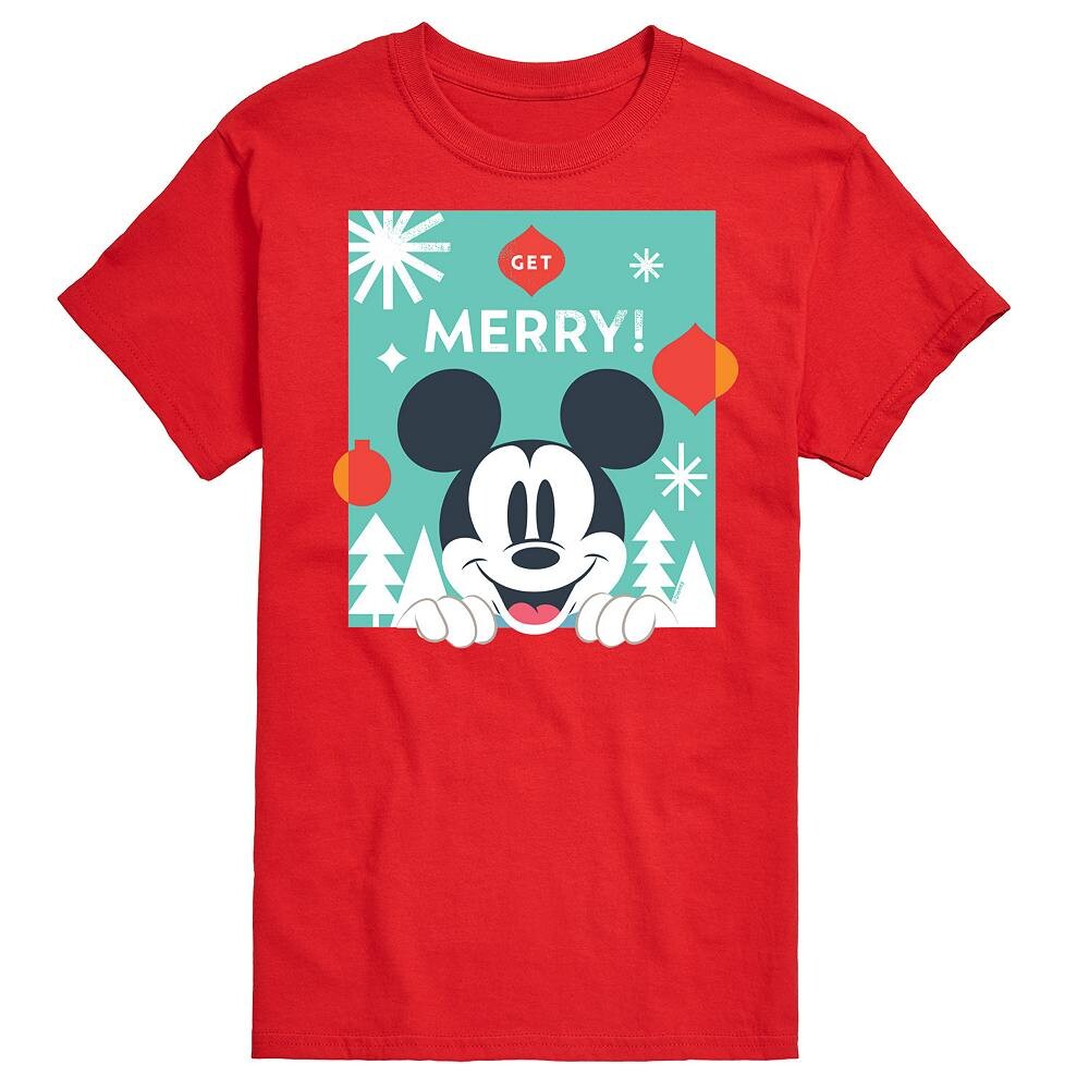 

Мужская футболка с рисунком Микки Мауса Disney's Get Merry, красный