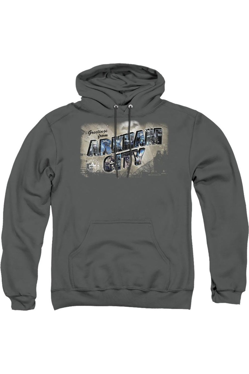 

Толстовка с капюшоном Batman Arkham City Greetings From Arkham для взрослых Gildan, цвет charcoal
