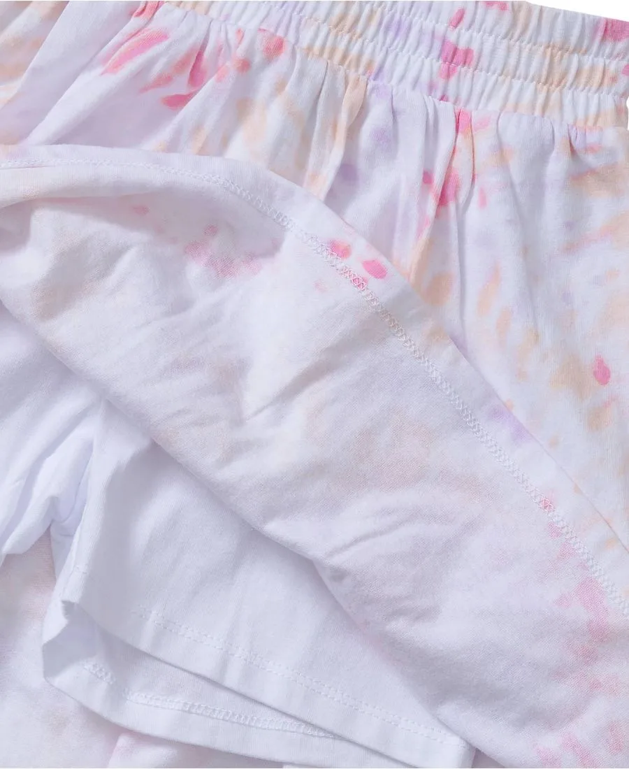 Шорты-юбка с вышивкой для девочек Lands' End, pastel мультиколор tie dye — фото 2