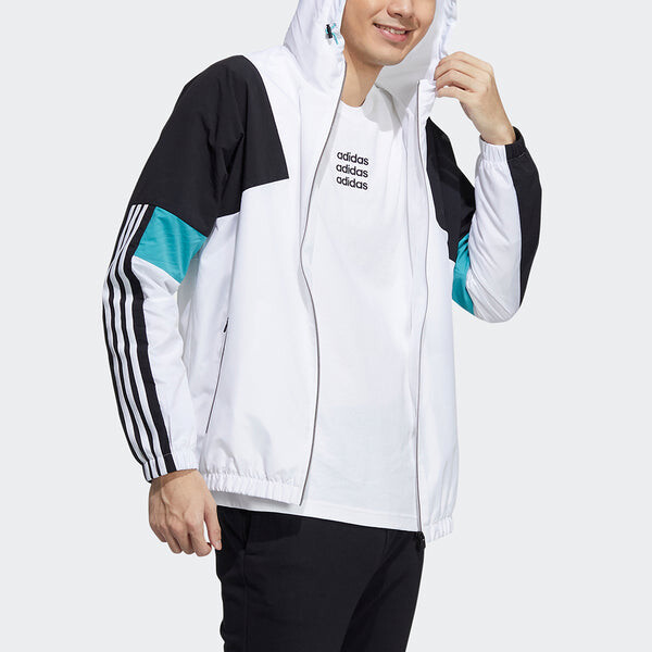 Куртка adidas neo M Cs Cb Wb 2 Logo Embroidered Contrasting Colors Sports Jacket White, белый — фото 4