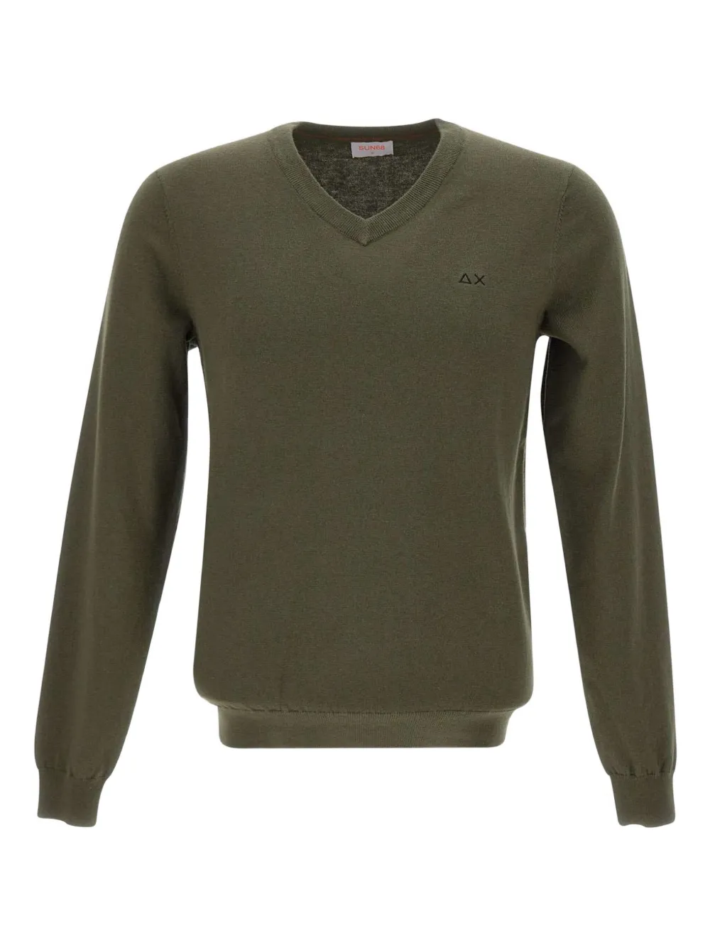 

Свитер с V-образным вырезом и ребристым краем Sun68, зеленый