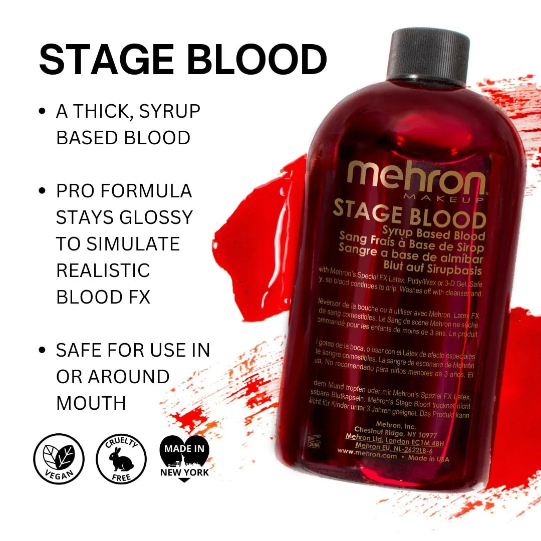 Искусственная сценическая кровь «Stage Blood» ярко-артериальная 470 мл от Mehron Mehron, Bright Arterial Red — фото 3