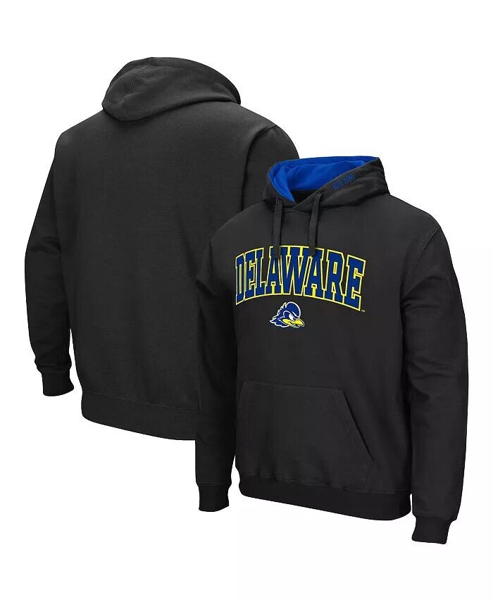 

Мужской черный пуловер с капюшоном Delaware Fightin' Blue Hens Arch и логотипом Colosseum