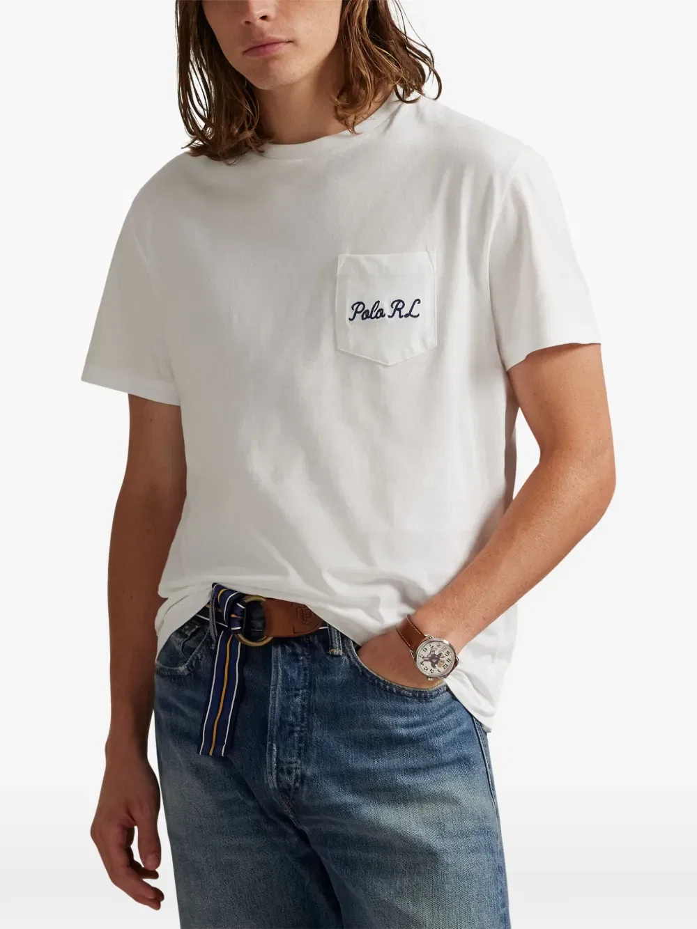 Футболка Polo с принтом медведя на спине и нагрудным карманом Polo Ralph Lauren, белый — фото 3